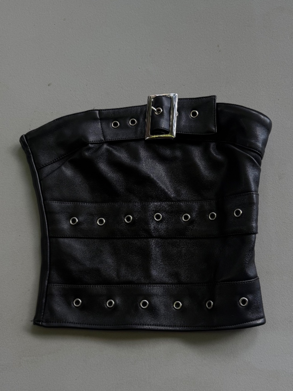 Outcast Black Faux Leather Eyelet Corset Top XS